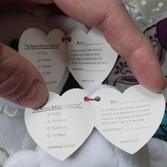Ty "Mr and Mrs" Teddy Bear Beanie Baby Bundle - Picture 10 of 12